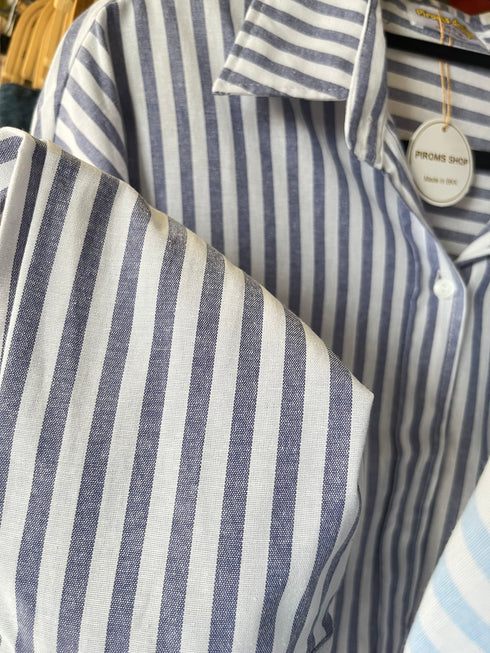 Summer Casual Stripes Collar Down Shirts
